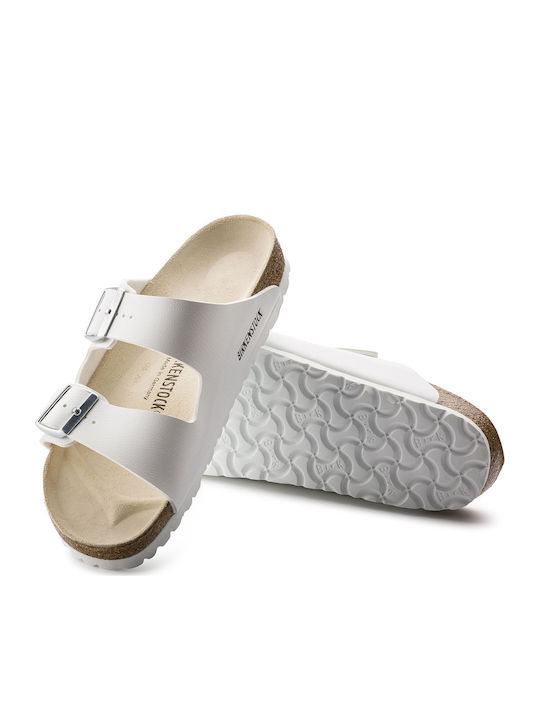 Arizona Birko-Flor Women's Anatomic Flat Sandals White Narrow Fit