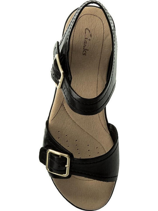 Bay Primrose Leder Flache Sandalen für Damen in Schwarz Farbe