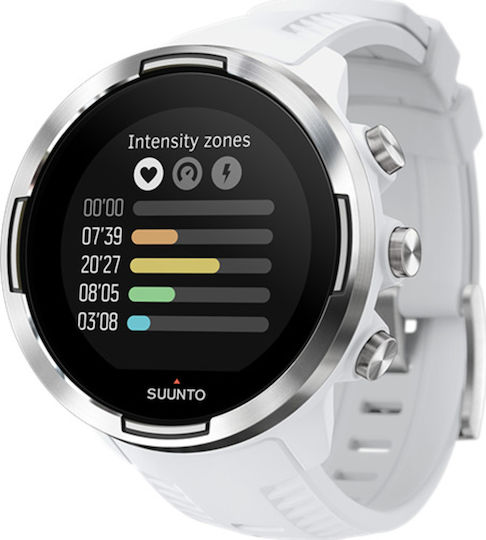 Suunto 9 Baro Stainless Steel 50mm Waterproof Smartwatch with Heart Rate Monitor (White)