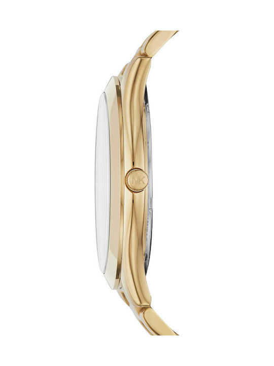 Michael Kors Runway Men's Watch 44mm Battery with Gold Metal Bracelet