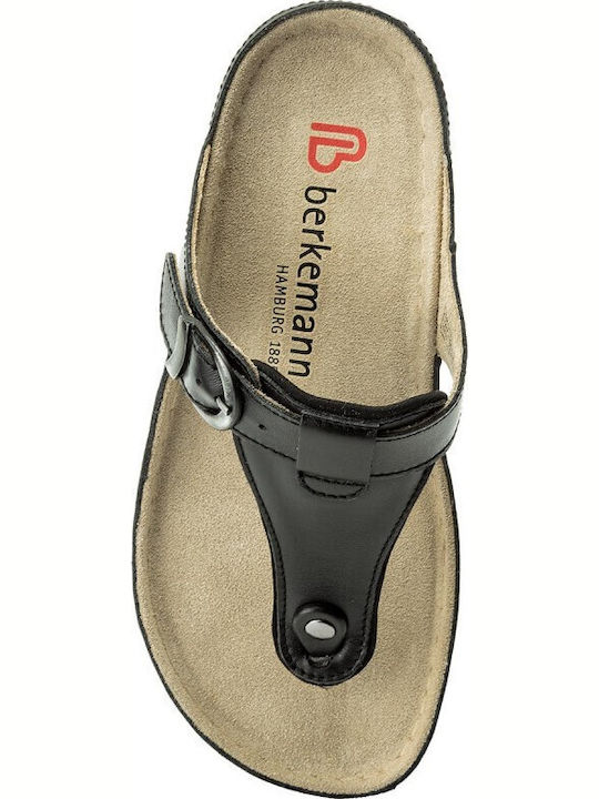 Mila Leather Women's Flat Sandals Anatomic in Black Color
