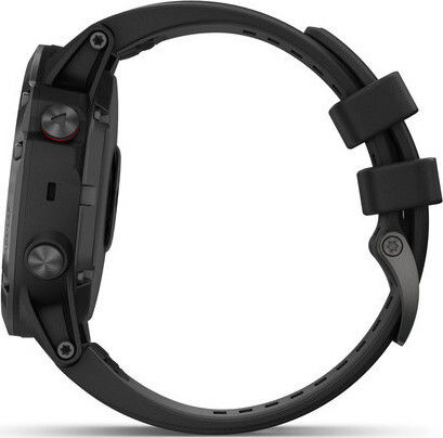 Garmin Fenix 5 Plus Stainless Steel 51mm Αδιάβροχο Smartwatch με Παλμογράφο (Μαύρο)