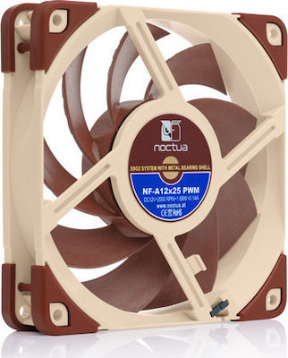 Noctua NF-A12x25 Gehäuselüfter 120mm mit Verbindung 4-Pin PWM 1Stück Braun