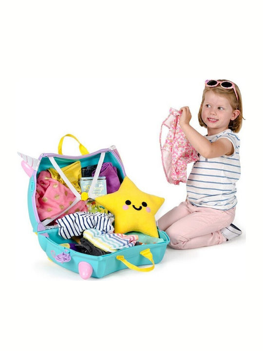 Trunki Una Unicorn Παιδική Βαλίτσα Ταξιδίου Καμπίνας Σκληρή Πράσινη με 4 Ρόδες Ύψους 31εκ.
