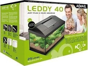 Aquael Leddy 40 Aquarien mit Kapazität 25lt mit Beleuchtung, Heizgerät, Filter 40x25x25cm Schwarz