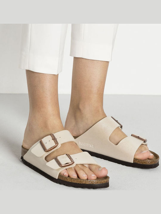 Arizona Birko-Flor Γυναικεία Ανατομικά Σανδάλια Pearl White Regular Fit