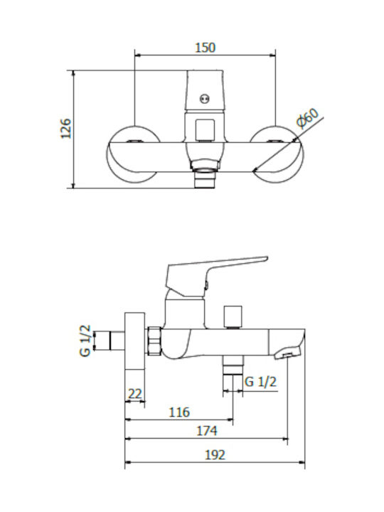 Teorema Lifestyle Mixing Bathtub Shower Faucet Complete Set Silver