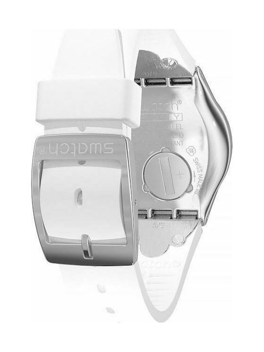 Swatch Pretty In White Watch with White Rubber Strap