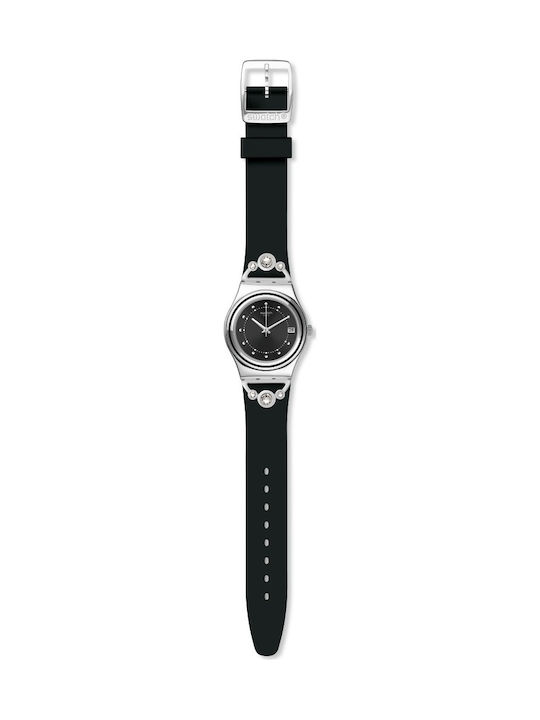 Swatch Queen's Fashion Watch with Black Rubber Strap