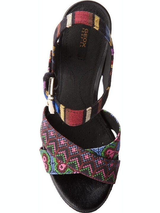 D Janira G Anatomic Women's Leather Ankle Strap Platforms Black
