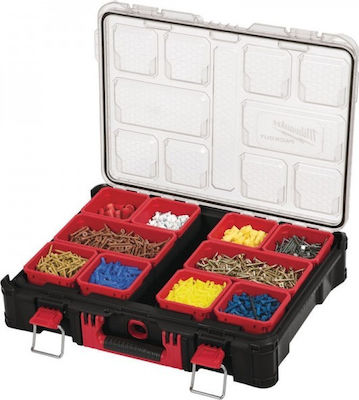 Milwaukee Packout Werkzeugkoffer-Organisator 10 Positionen mit abnehmbaren Boxen Schwarz 50x38x11.7cm