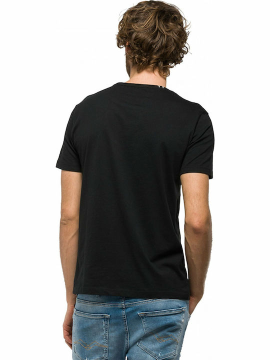 Replay Microphone Printed Men's T-Shirt Stamped Black