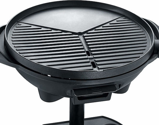Severin PG-8541 Mit Beinen Elektrogrill Glatte und Geriffelte Platte 2000W mit Deckel und einstellbarem Thermostat 41cmx41cmcm