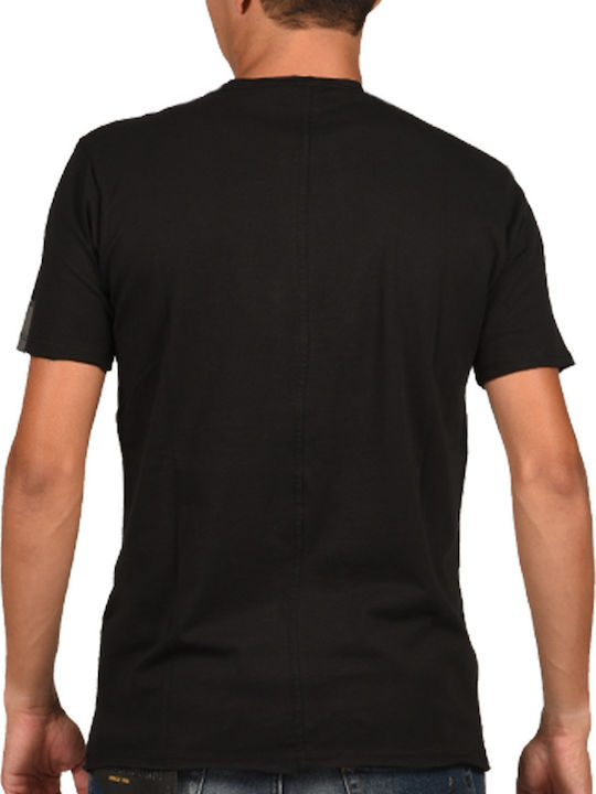 Replay Raw Cut Cotton T-shirt Bărbătesc cu Mânecă Scurtă Negru