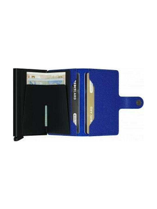 Secrid Miniwallet Crisple Δερμάτινο Ανδρικό Πορτοφόλι Καρτών με RFID και Μηχανισμό Slide Μπλε/Μαύρο