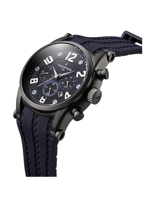 Thorton Harald Ανδρικό Ρολόι 49mm Χρονογράφος Μπαταρίας με Μπλε Καουτσούκ Λουράκι