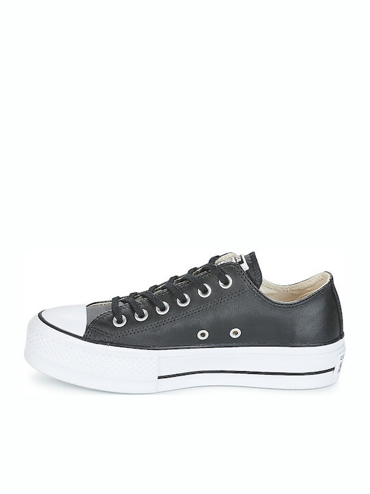Converse Chuck Taylor All Star Lift Clean Leather Low Top Γυναικεία Flatforms Sneakers Μαύρα