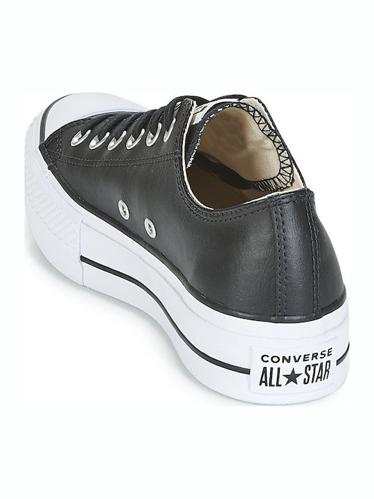 Chuck Taylor All Star Lift Clean Leather Low Top Флатформи Маратонки Черно / Бяло