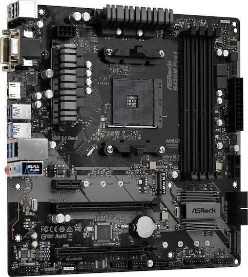 ASRock B450M-Pro4 rev. 1.0 Motherboard Micro ATX με AMD AM4 Socket 90-MXB8F0-A0UAYZ