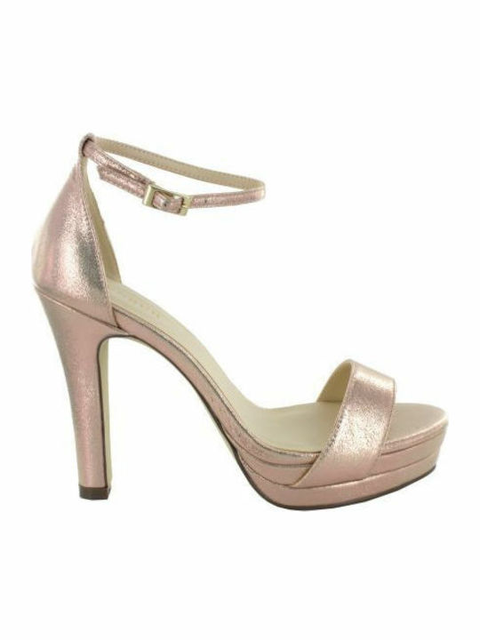 Menbur Dovera Stoff Damen Sandalen in Gold Farbe