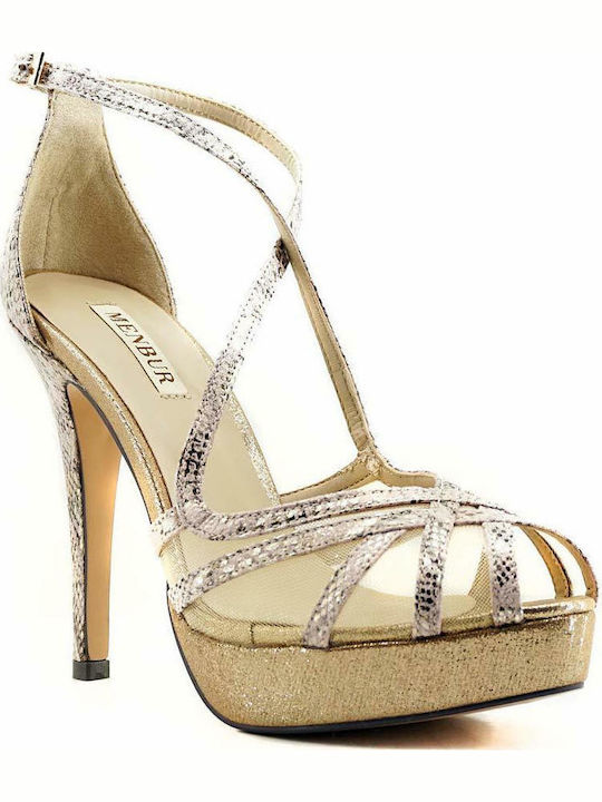 Menbur Platform Leather Women's Sandals Transparent Jordania Beige