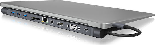 Icy Box USB-C Docking Station με HDMI/DisplayPort 4K PD Ethernet και σύνδεση 2 Οθονών Μαύρο (IB-DK2102-C)