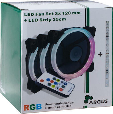 Inter-Tech Argus RGB-Fan Set RS03 Case Fan 120mm (1200rpm) με Σύνδεση 4-Pin PWM 3τμχ