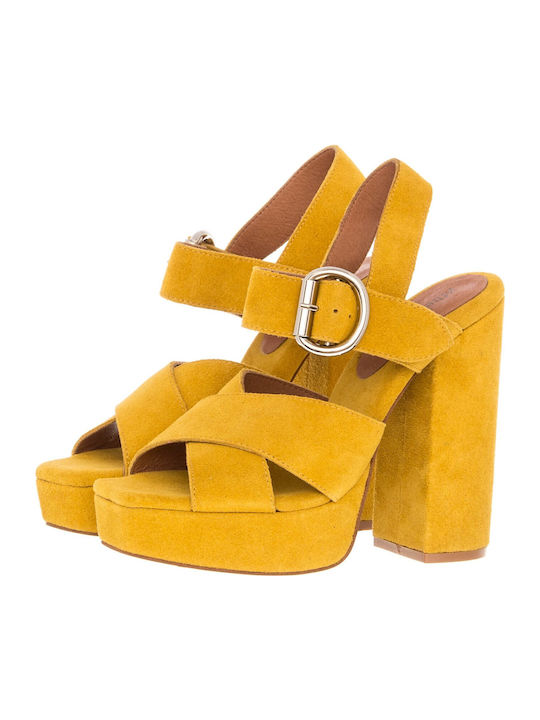Elvina Suede Sandals Yellow