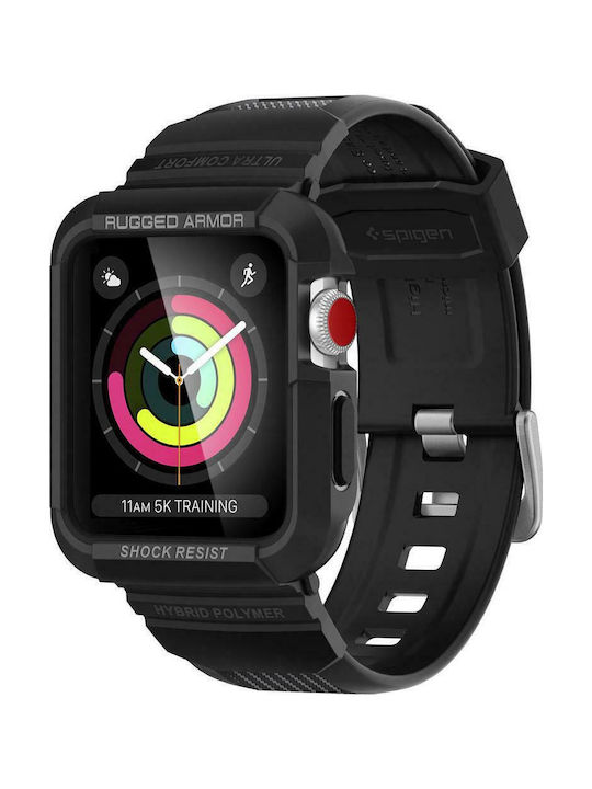 Spigen Rugged Armor Pro Silikonhülle in Schwarz Farbe für Apple Watch 42mm