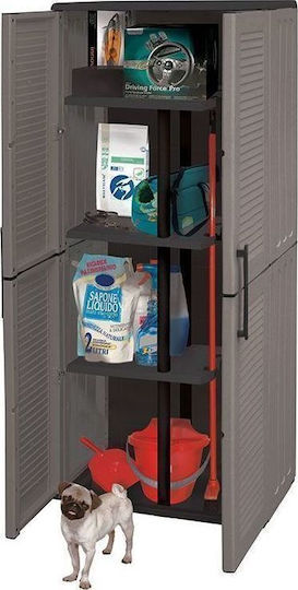 Double Door Wardrobe Plastic with Divider & 3 Shelves 68x37x163cm