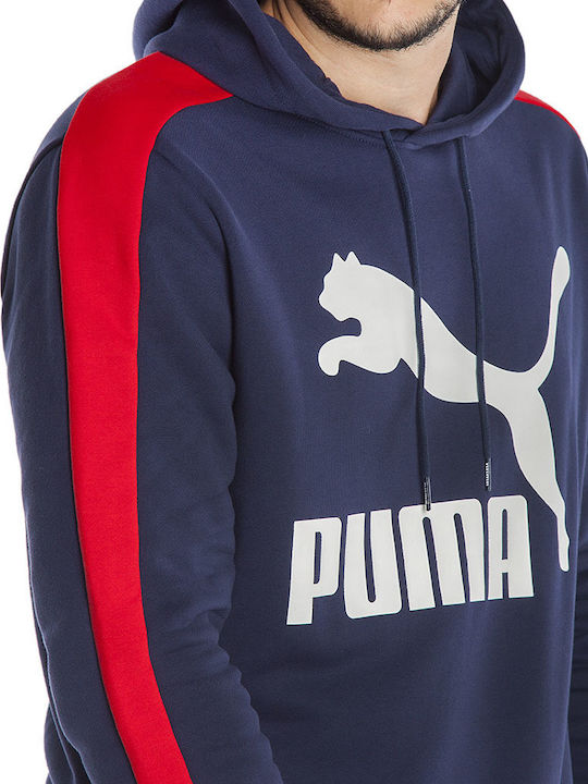 Puma Ανδρικό Φούτερ με Κουκούλα και Τσέπες Navy Μπλε