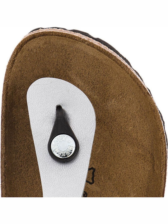 Gizeh Birko-Flor Flache Sandalen für Damen Anatomisch in Silber Farbe Schmal Passform
