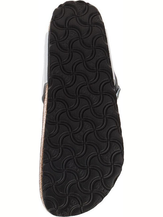 Gizeh Birko-Flor Flache Sandalen für Damen Anatomisch in Silber Farbe Schmal Passform
