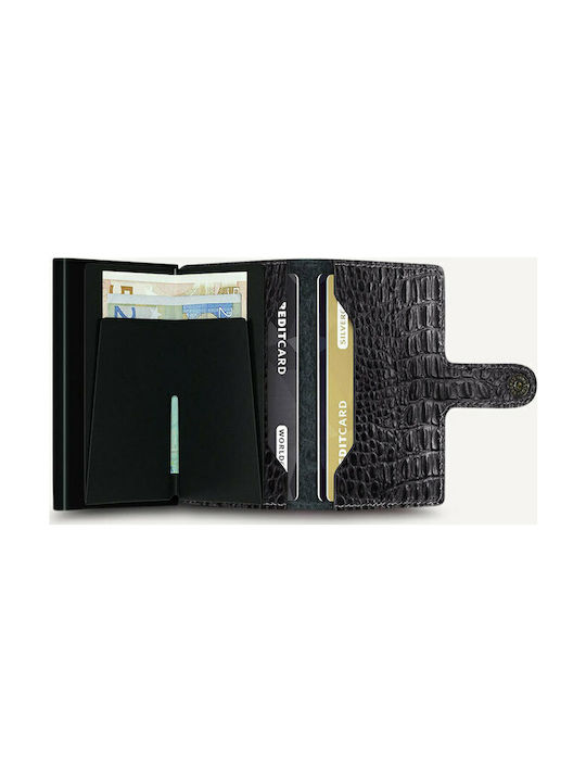 Secrid Miniwallet Nile Δερμάτινο Ανδρικό Πορτοφόλι Καρτών με RFID και Μηχανισμό Slide Μαύρο