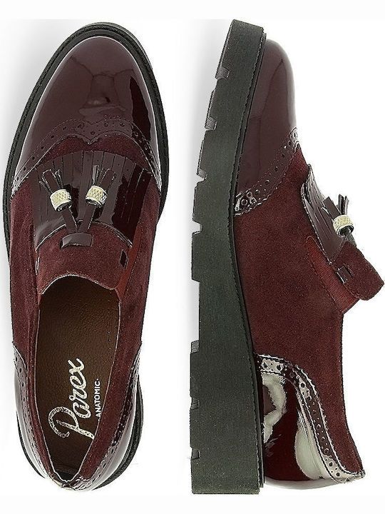 Δερμάτινα Γυναικεία Oxfords σε Μπορντό Χρώμα