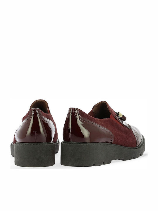 Δερμάτινα Γυναικεία Oxfords σε Μπορντό Χρώμα
