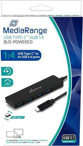 MediaRange USB Hub 4 Ports USB 3.0 with USB-C Connection