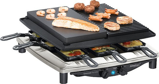 Steba RC 4 Plus Deluxe Tischplatte Elektrogrill Raclette Glatte und Geriffelte Platte 1450W mit einstellbarem Thermostat 39cmx37cmcm