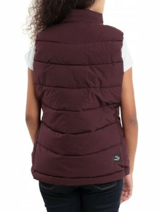 Emerson 182.EW10.122 Kurz Damen Ärmellos Puffer Jacke für Winter Burgundisch