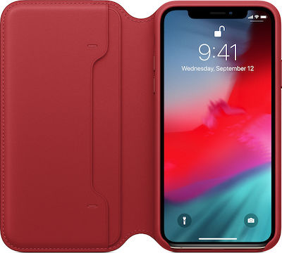 Apple Leather Folio Buchen Sie Synthetisches Leder Rot (iPhone X / Xs) MRWX2ZM/A