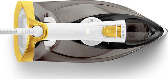 Philips Azur Steam Iron 2600W with Non-stick Plate and Continuous Steam Supply 50g/min Black/Yellow/White