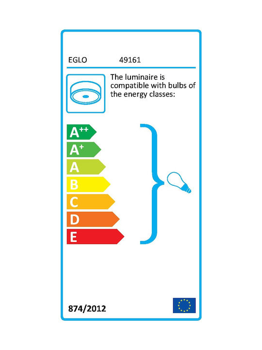 Eglo Leamington 1 Modernă De sticlă Plafonieră de tavan cu Dulie E27 35.5buc Argint