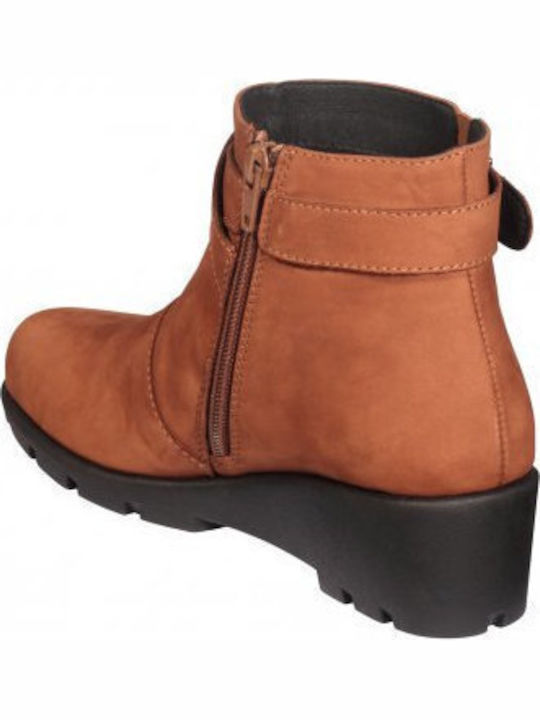 Peyton Leather Women's Ankle Boots Platform Tabac Brown