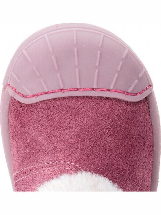 Leather Kids Boots with Zipper Pink