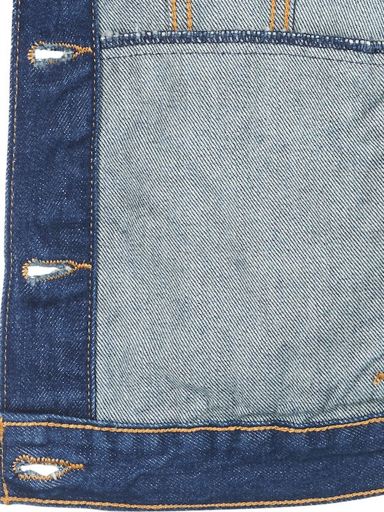 Original Trucker Women's Short Jean Jacket for Spring or Autumn Blue