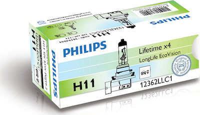 Philips Lamps Car & Motorcycle Longlife EcoVision 4x H11 Halogen 12V 55W 1pcs