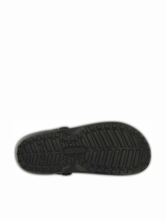 Crocs Classic Fuzz Lined Ανατομικά Σαμπό με Γούνα Μαύρα