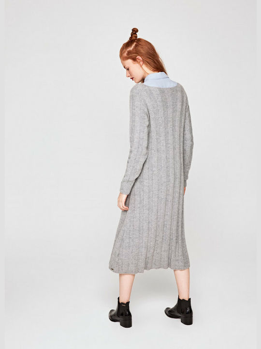 Pepe Jeans Evie Midi Dress Knitted Gray