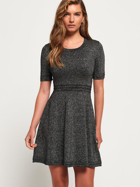 Superdry Riley Fit & Flare Mini Evening Dress Gray