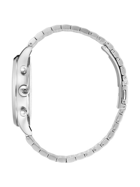 Boss Companion Men's Watch 42mm Chronograph Battery with Silver Metal Bracelet